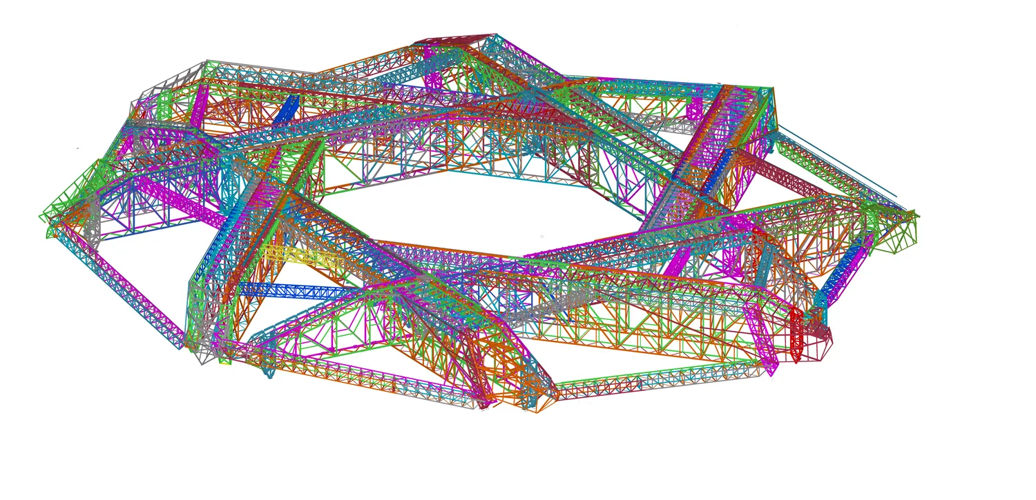 Complex curved roof steel model for Mercedes-Benz Stadium
