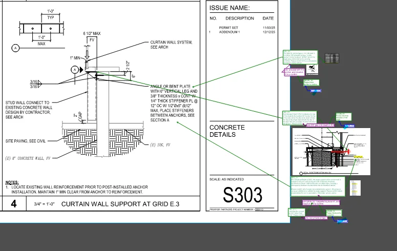 Drawing condition marked for review in Bluebeam