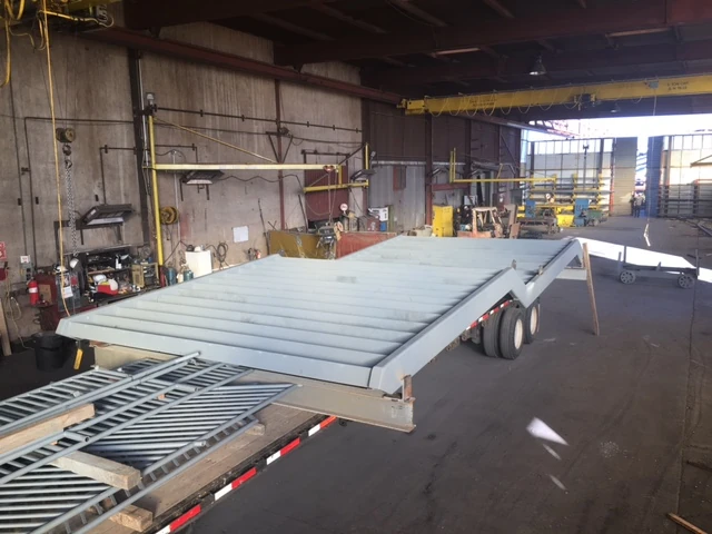 Fabricated component in a manufacturing workshop