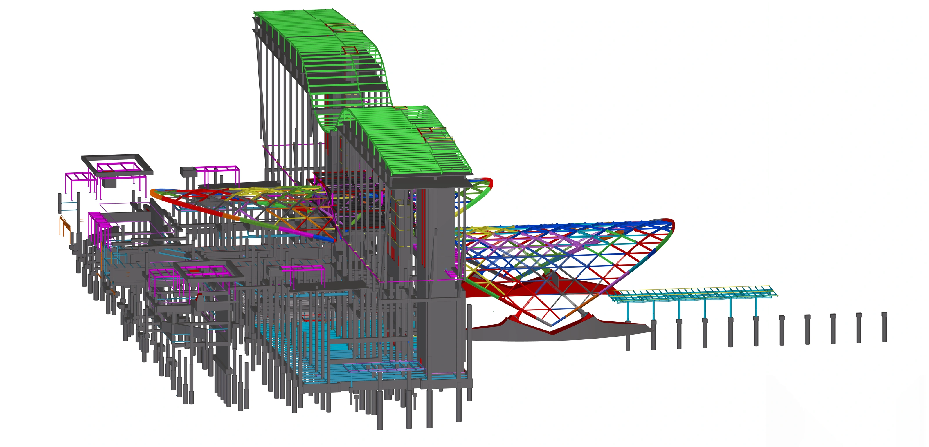 Structural model side view used for design coordination